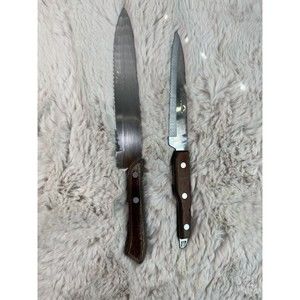 2 Of Serrated Knife Stainless Japan 6” Hook‎ on End And 8” kitchen Knife
